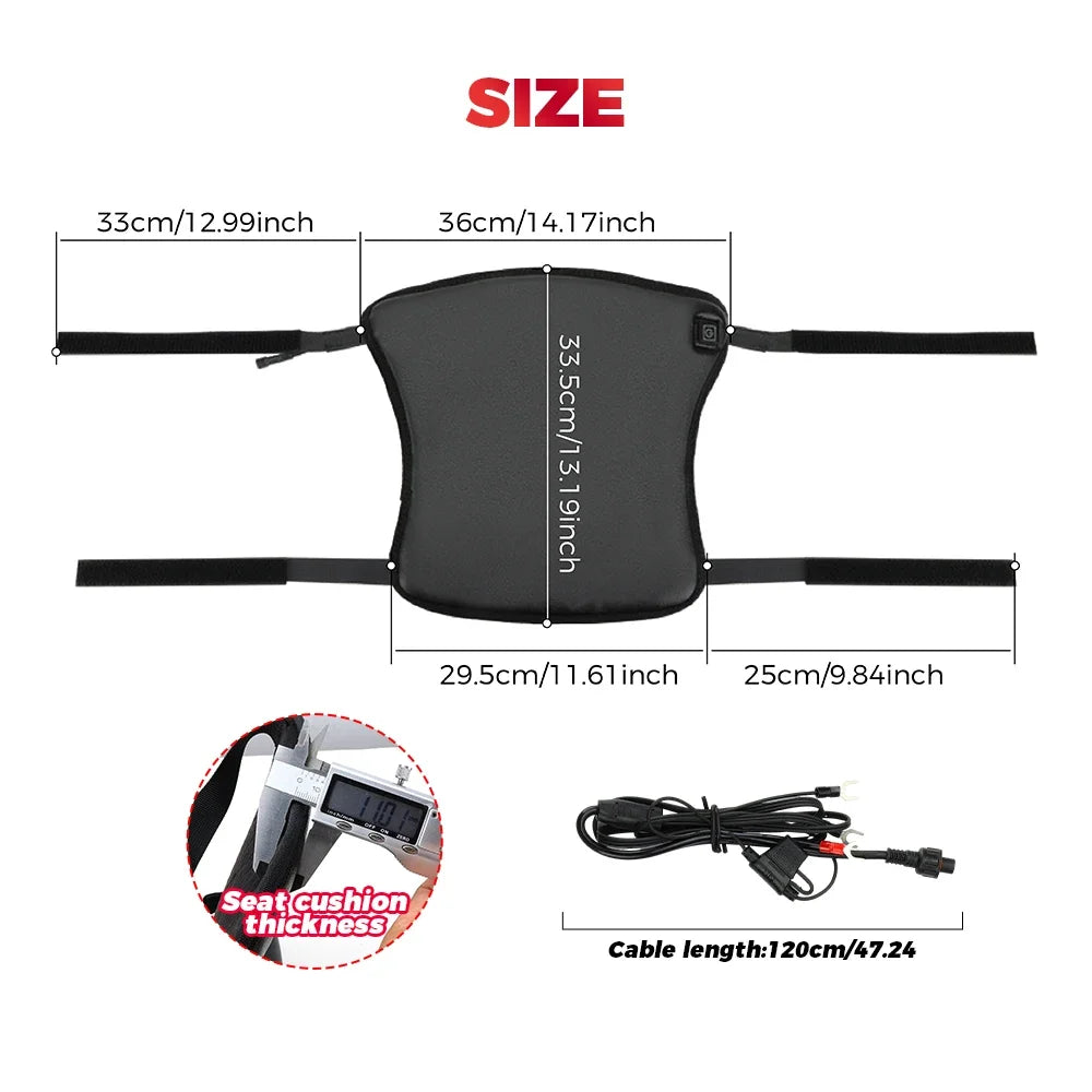 KEMITOUR 12V Motorcycle Heated Seat Cushion – Universal ATV Winter Heated Seat Cushion Nixie