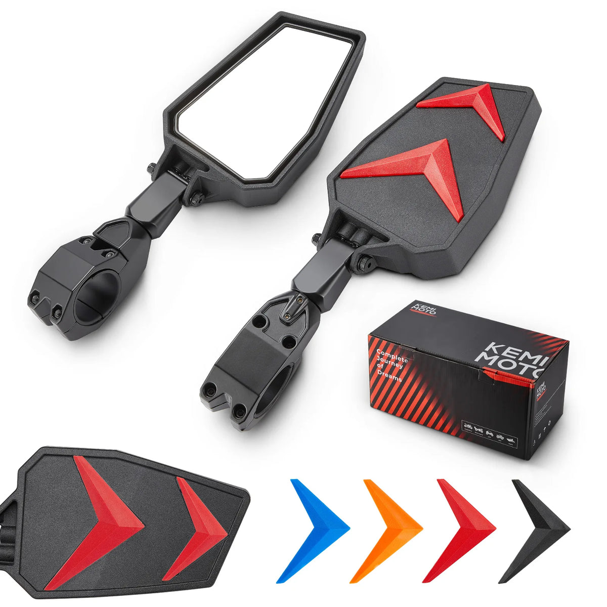 KEMIMOTO UTV Side Mirrors Aluminum Clamp 1.75"–2" Roll Cage UTV Side Mirrors Nixie Mirrors