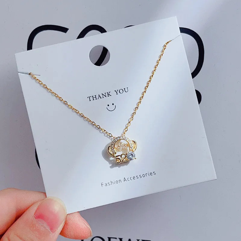 Four-Leaf Clover Pendant Necklace | Gold Clavicle Chain Pendant Necklace Nixie