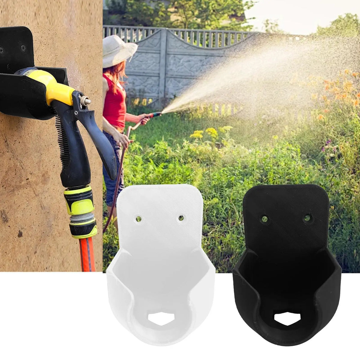 Wall Mount Garden Hose Nozzle Bracket & Hook with Screws