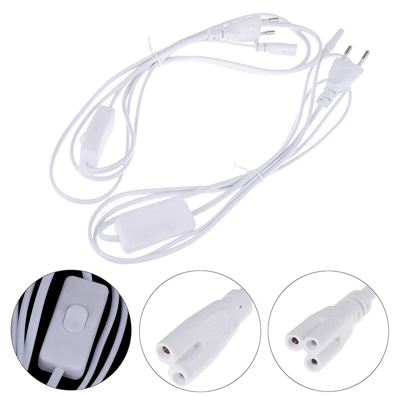 1.8m EU Plug Power Cord with Switch for T5 T8 LED Tubes