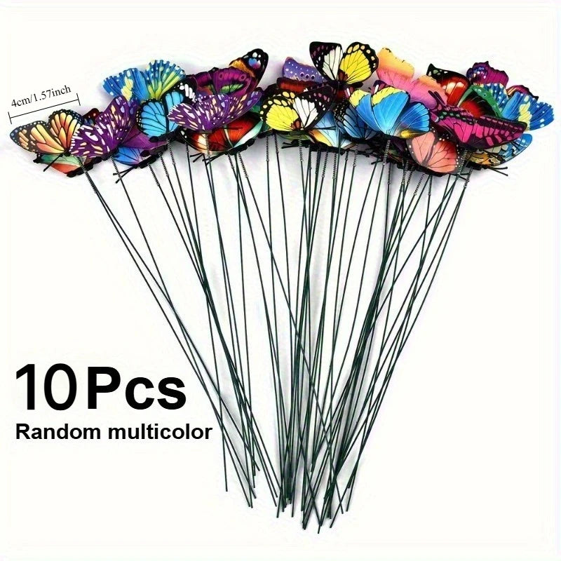 10pcs 3D Butterfly Garden Stakes – Yard & Flower Pot Decor Garden Decoration Stakes Nixie 4cm 10Pcs Random