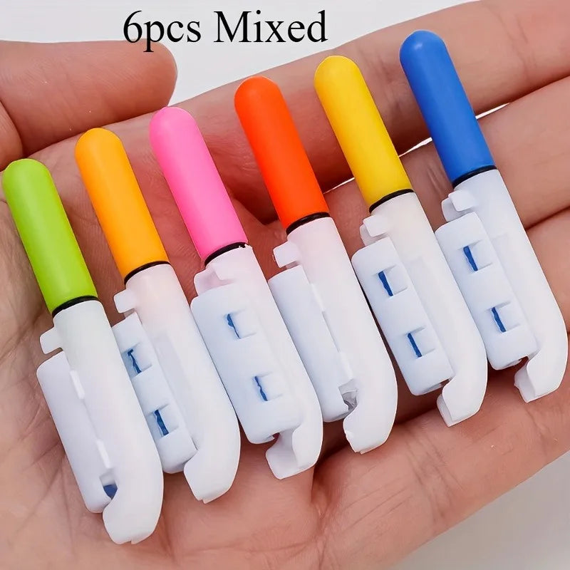 6 PCS LED Glow Stick Bite Alarm – Waterproof Night Fishing Light Fishing Rod Light Nixie Randomly mix color No CR425 Batteries