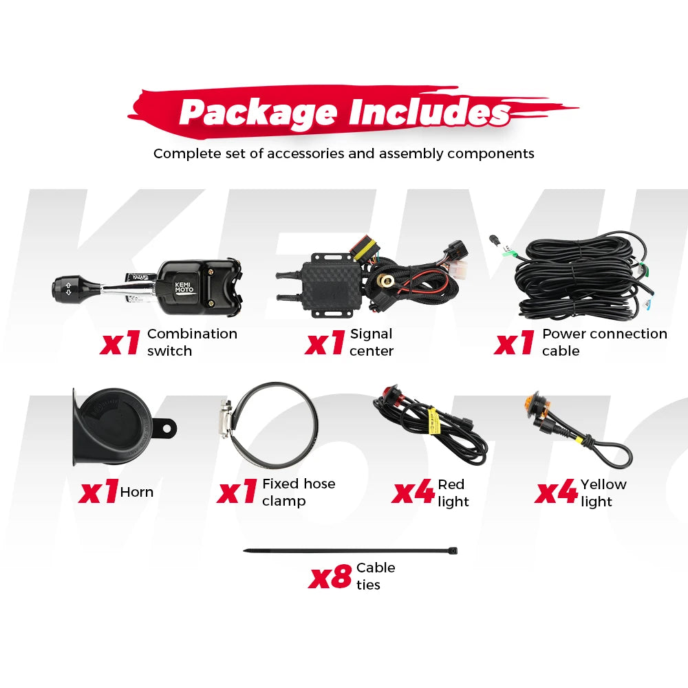 UTV Turn Signal Kit 110dB Horn LED Plug & Play | RZR Can-Am UTV Turn Signal Kit Nixie 8x Round Lights