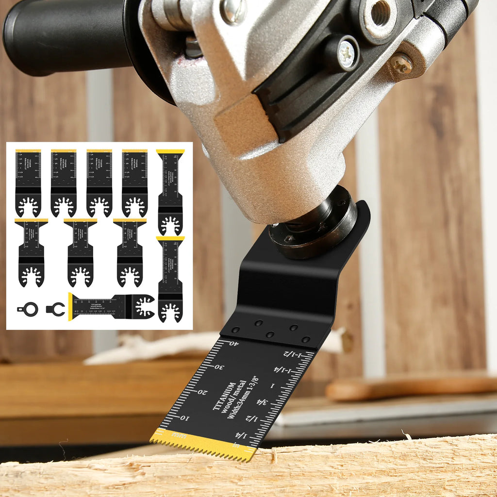 10-Pc Titanium Bimetal Oscillating Saw Blade Kit | Multi-Tool Oscillating Saw Blades Nixie