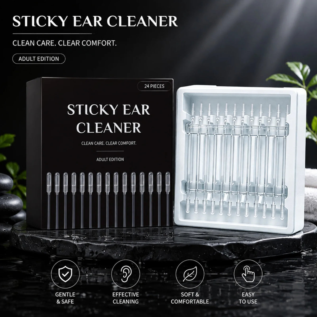 24-Pack Sticky Ear Swabs – Gentle Earwax Removal Tool Ear Care Swabs Nixie