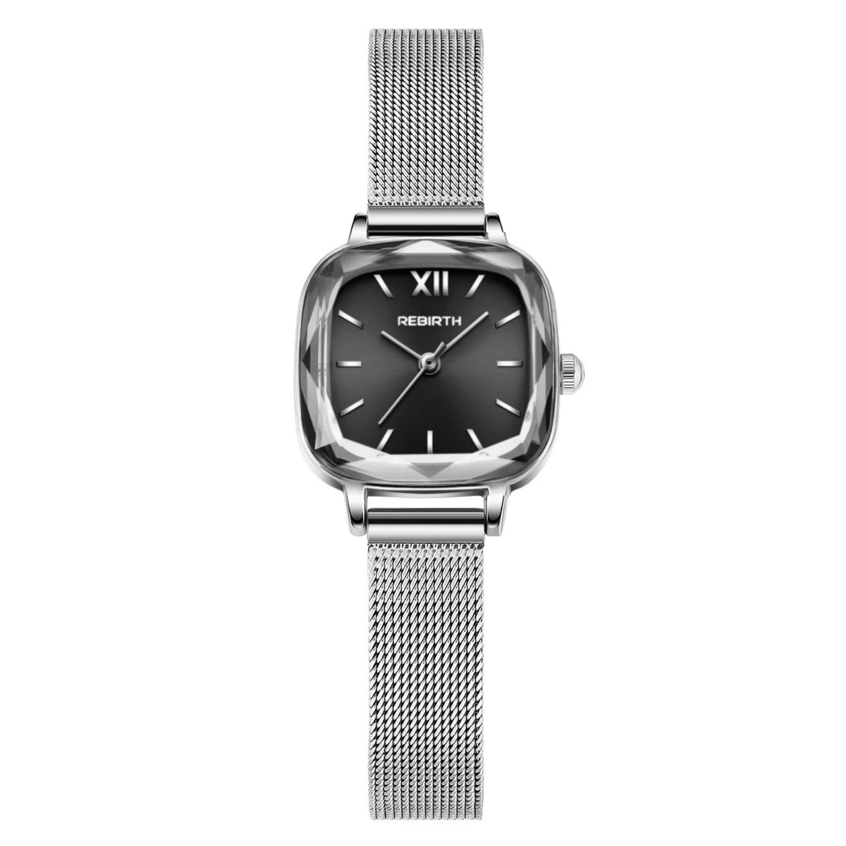 REBIRTH Women's Luxury Quartz Watch – Stainless Steel Band Women's Quartz Watch Nixie black