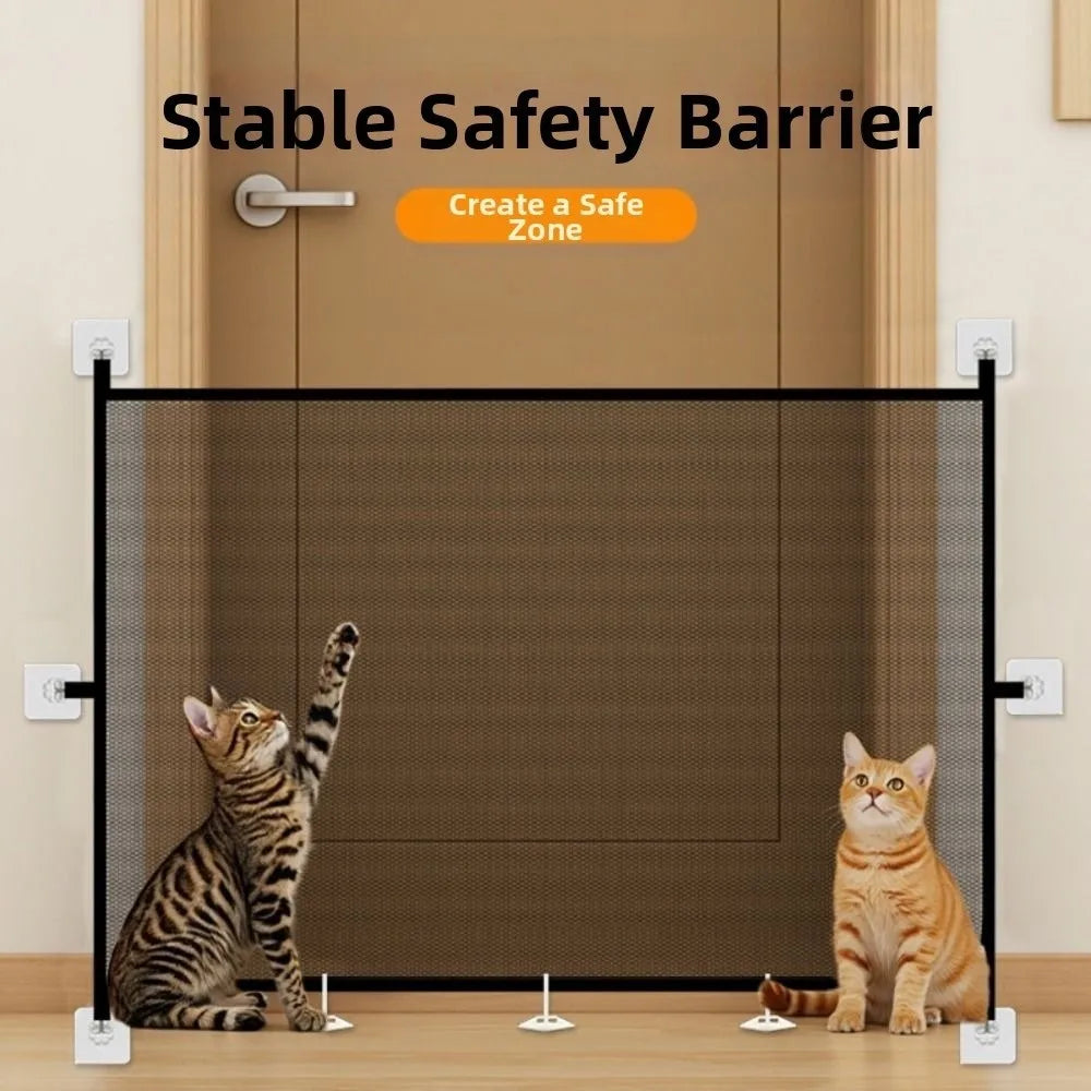 Retractable Mesh Pet Safety Gate – Folding Dog Barrier Fence