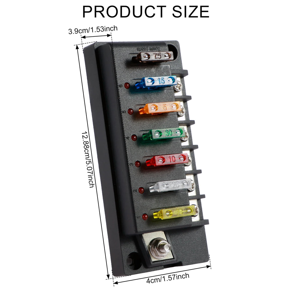 4/6-Way 12V Blade Fuse Block with LED Indicator & Waterproof Cover Blade Fuse Block Nixie