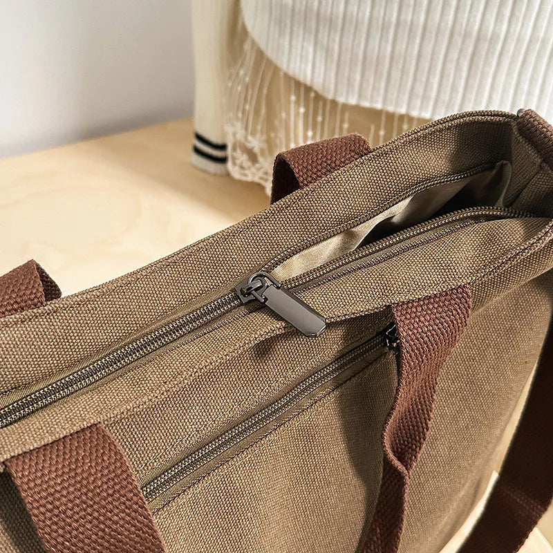 Women's Pleated Canvas Tote Bag – Vintage Artistic Handbag Canvas Tote Bag Nixie