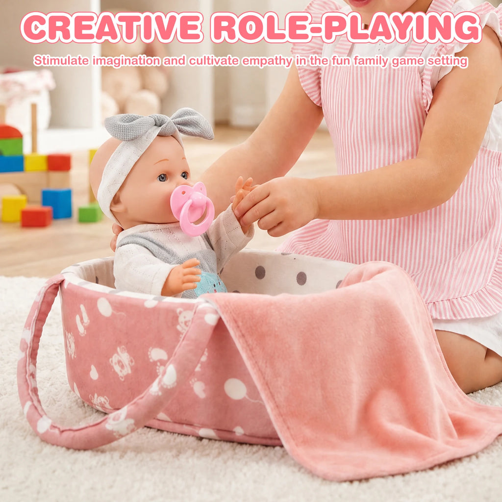 12-Inch Reborn Baby Doll Set with Bassinet, Blanket & Accessories Reborn Baby Doll Set Nixie