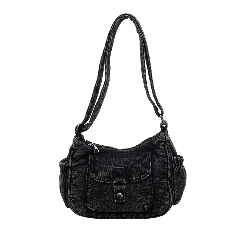 Korean Minimalist Denim Crossbody Crescent Bag for Women Denim Crossbody Bag Nixie