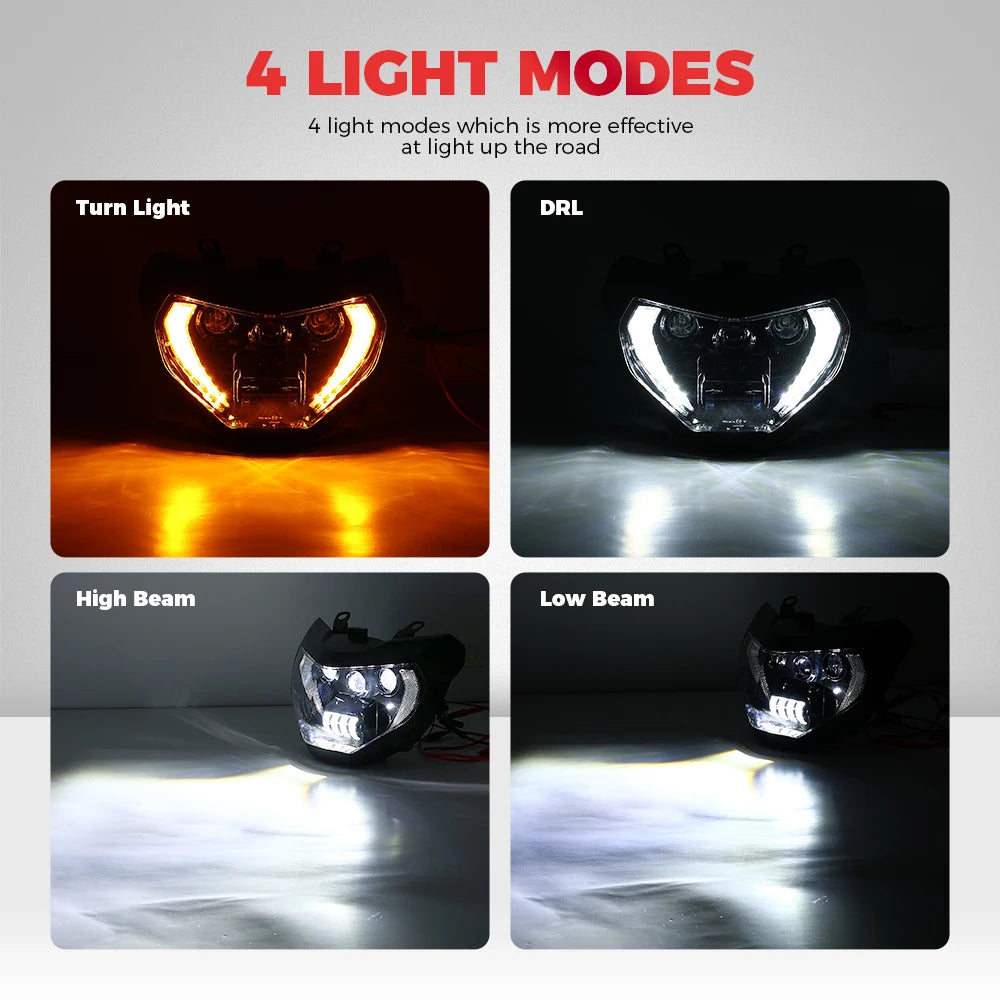 KEMITOUR LED Headlight DRL + Turn Signal Yamaha MT07 MT09 Motorcycle Headlight Nixie