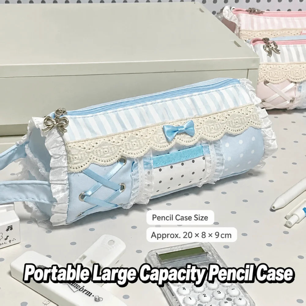 Kawaii Lace Ruffle Pencil Case Large Capacity Stationery Pouch Pencil Case Pouch Nixie
