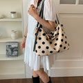 Vintage Polka Dot Cotton-Linen Shoulder Bag – Nixie Women's Shoulder Bag Nixie white polka dots