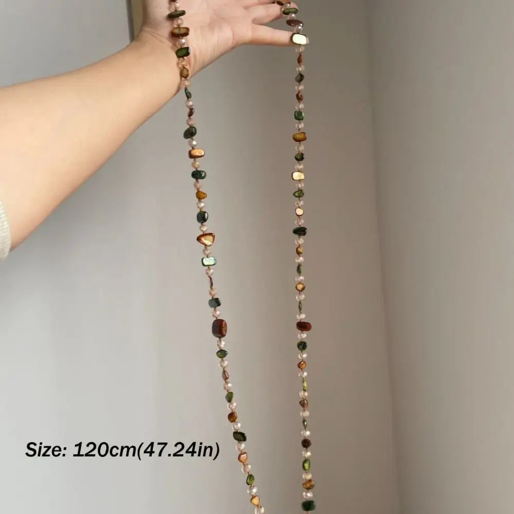 Bohemian Shell Beaded Double Layer Stackable Long Necklace Bohemian Beaded Necklace Nixie