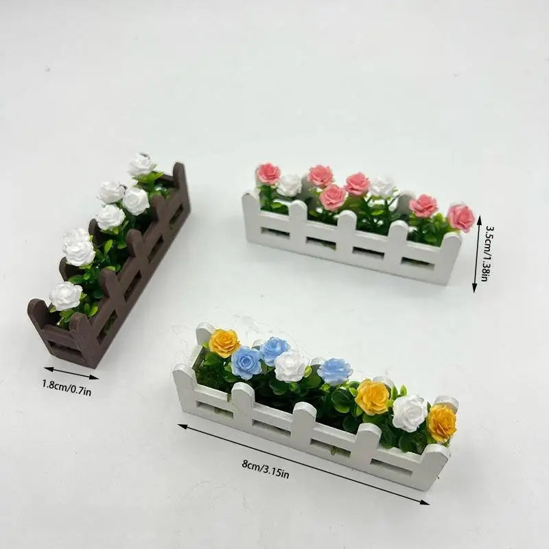 1:12 Dollhouse Miniature Potted Rose Flower Ornament Dollhouse Miniature Decor Nixie