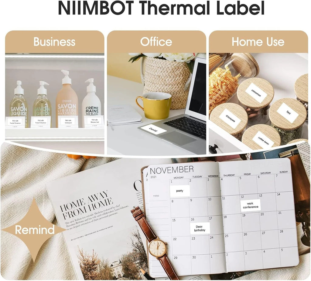 NiiMbot Thermal Label Rolls – Round White Waterproof Stickers Thermal Label Rolls Nixie