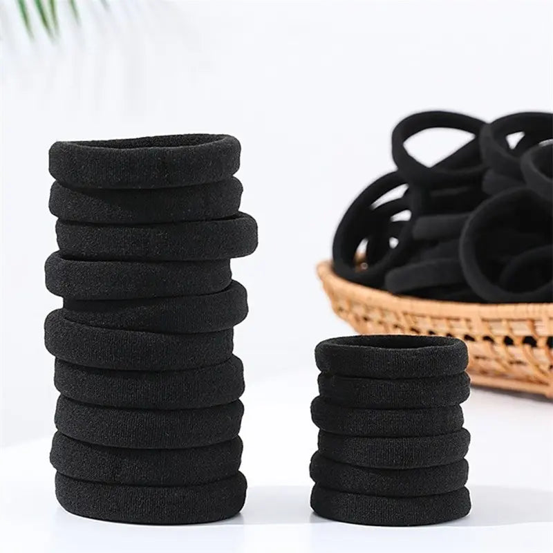 50pcs Black Seamless Elastic Hair Ties – High Elasticity Nylon Elastic Hair Ties Nixie Black50pieces