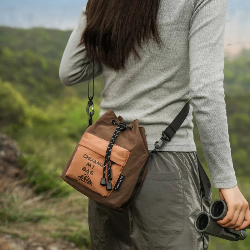 Color-Block Drawstring Bucket Bag – Unisex Crossbody Travel Bag Crossbody Bucket Bag Nixie
