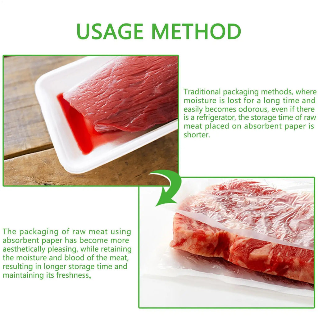 100PCS Meat Absorbent Pads – Dri-Lock Food Freshness Pads Meat Absorbent Pads Nixie