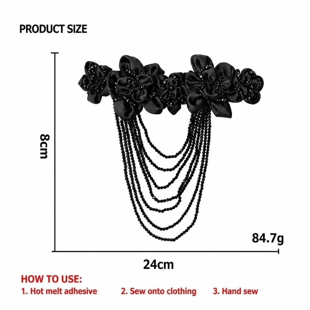 Hand Sewn Beaded Flower Applique Satin DIY Garment Decal Beaded Fabric Applique Nixie