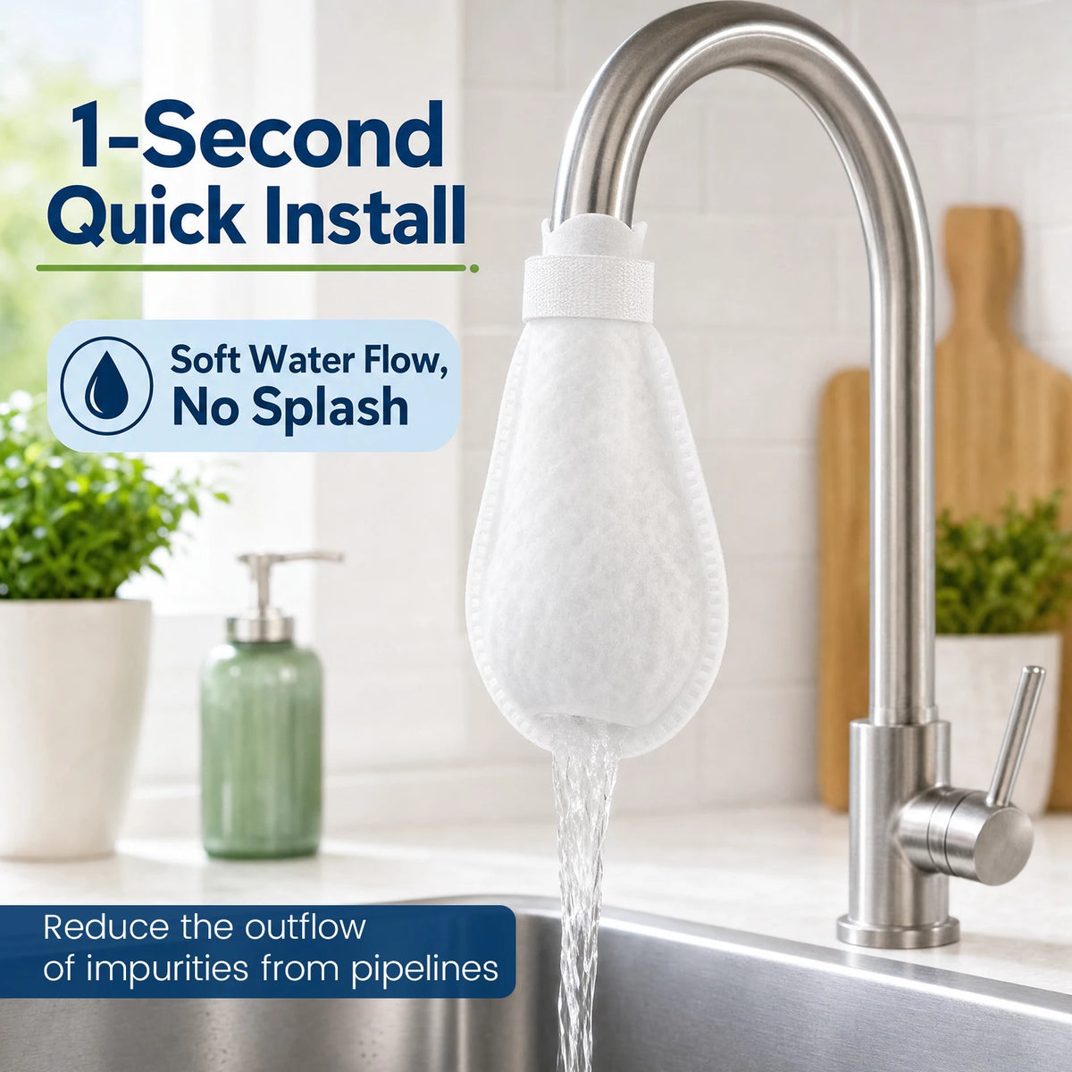 100Pcs Cotton Faucet Filter Bags – Anti-Splash Tap Water Purifier