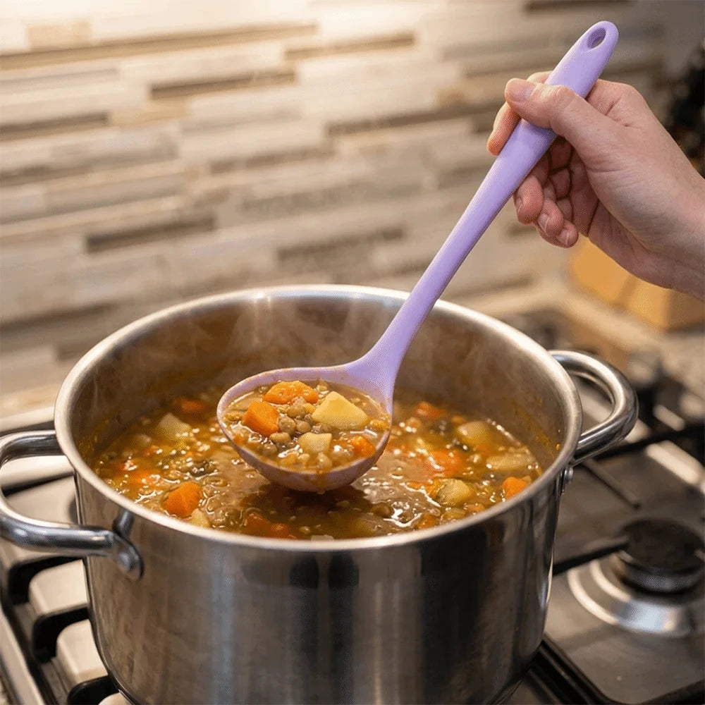 Soft Silicone Soup Ladle – Non-Scratch, Heat-Resistant Spoon Silicone Soup Ladle Nixie
