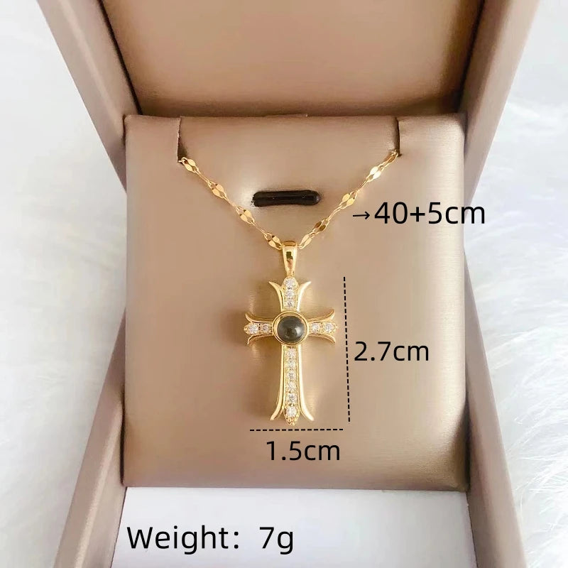 Women's Projection Pendant Necklace – "I Love You" Clavicle Chain Pendant Necklace Nixie XL1582-13