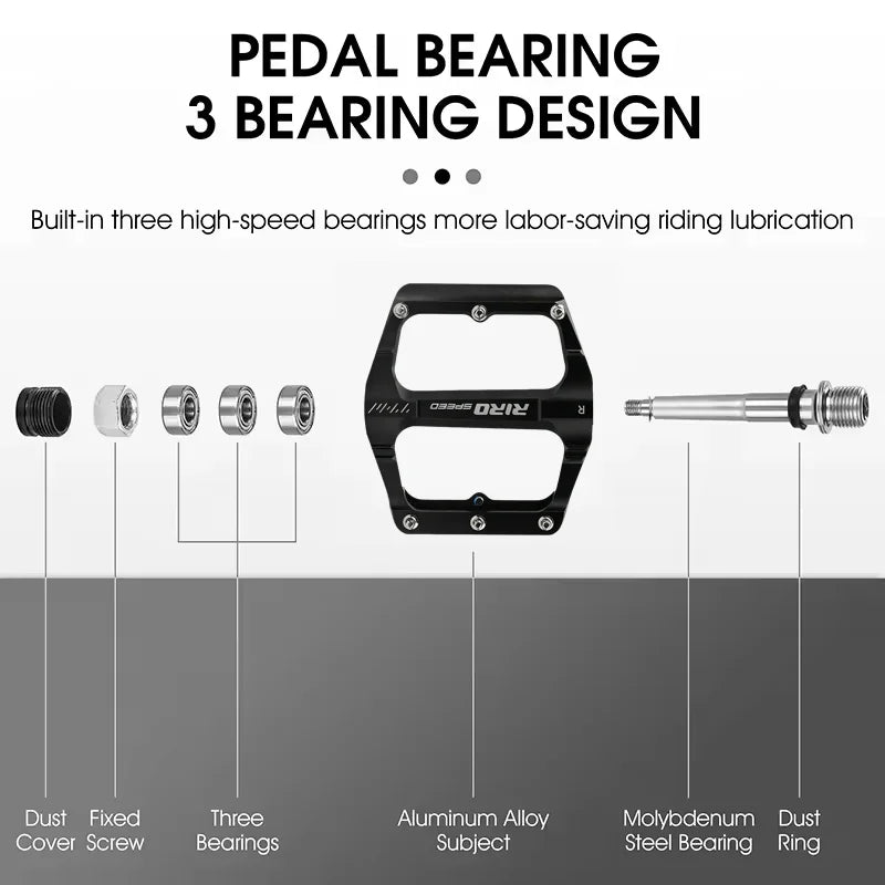 RIRO K30 3-Bearing CNC Aluminum Flat Bike Pedals MTB BMX Road Flat Bike Pedals Nixie