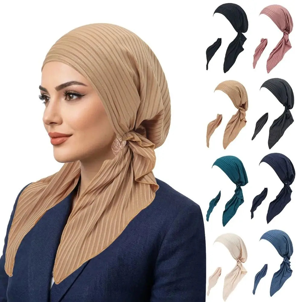 Women's Stretch Pre-Tied Turban Knit Breathable Head Wrap Turban Head Wrap Nixie
