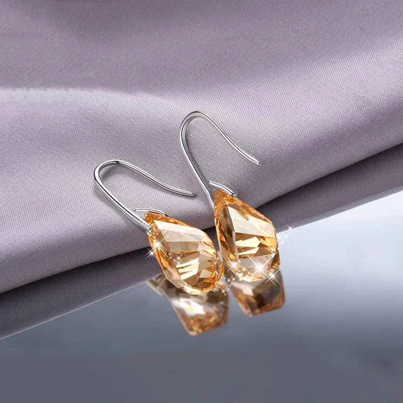 Gold Helix Crystal CZ Drop Earrings for Women | Nixie Crystal Drop Earrings Nixie