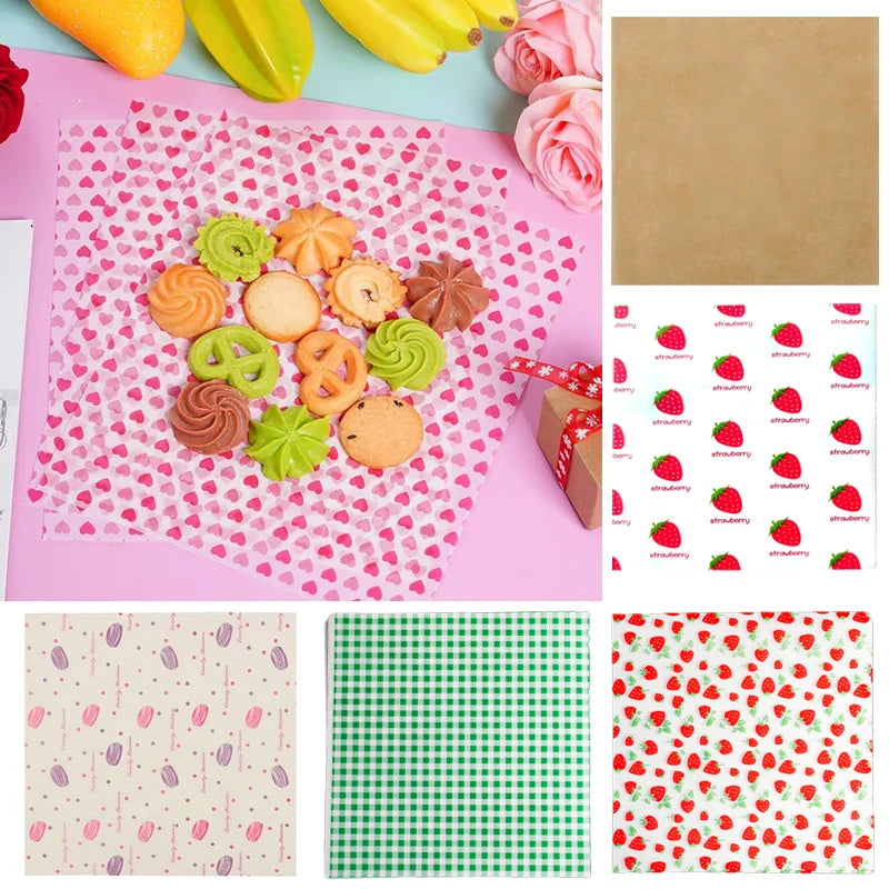 50Pcs Food Grade Non-Stick Baking Wax Paper – Floral Print Baking Wax Paper Nixie