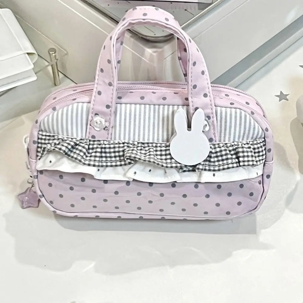 Pink Polka Dot Plaid Pencil Case – Large Capacity Itabag Pouch Pencil Case Nixie