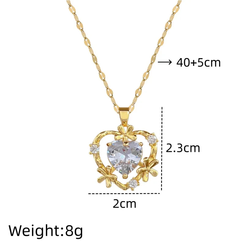 Heart Pendant Necklace Women – Gold Stainless Steel Choker Pendant Necklace Nixie XL2607-002