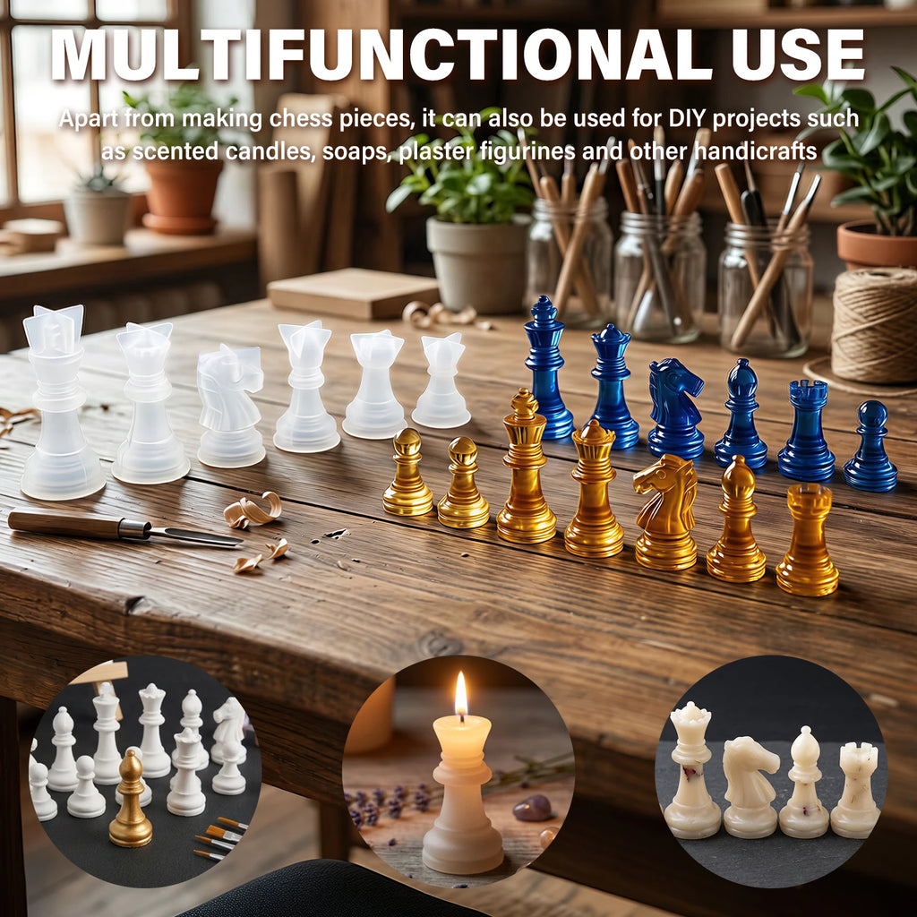 3D Silicone Chess Resin Mold Kit – DIY Chess Set Casting Resin Craft Mold Nixie