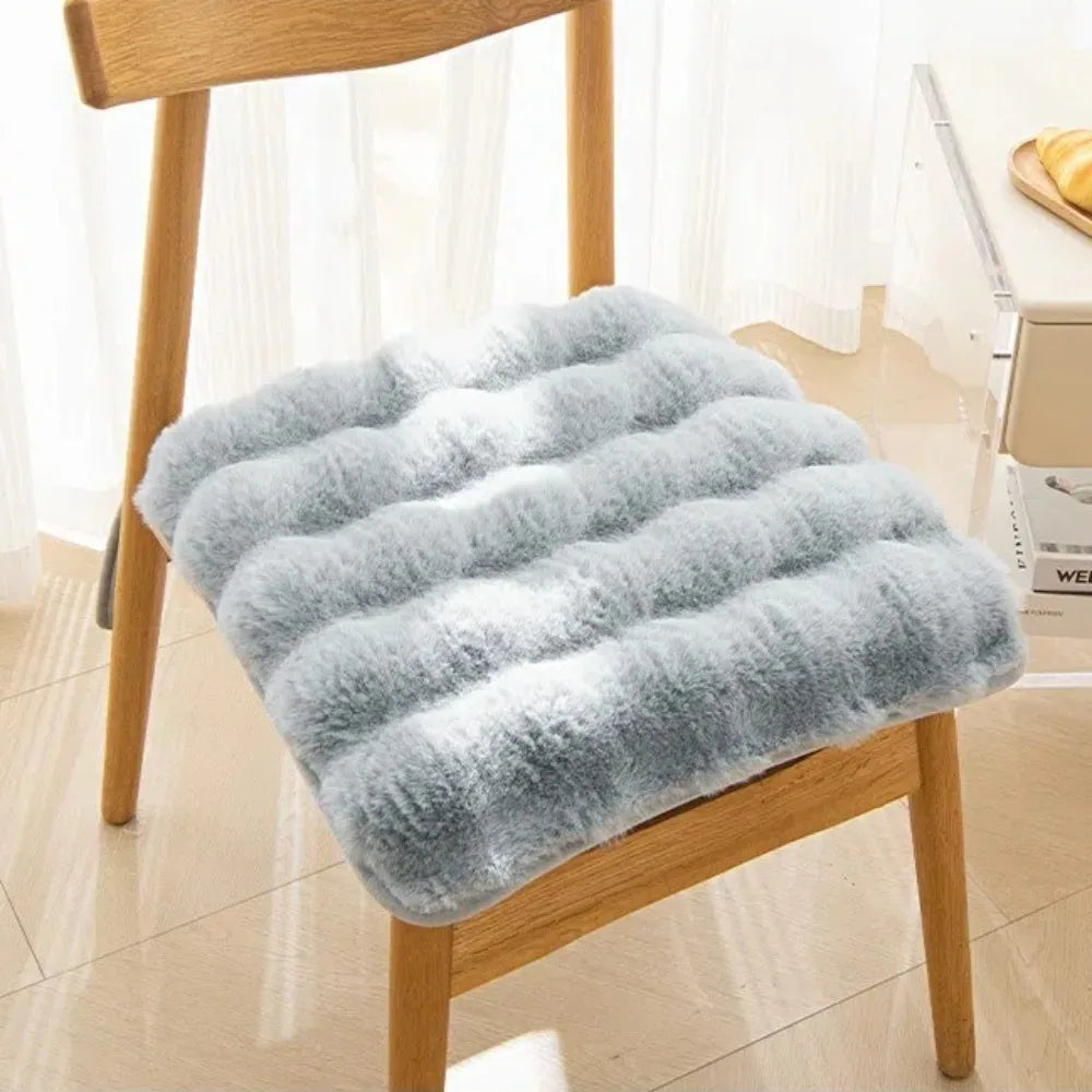 Plush Square Chair Seat Pad – Non-Slip Thickened Cotton Cushion Chair Seat Cushion Nixie Blue
