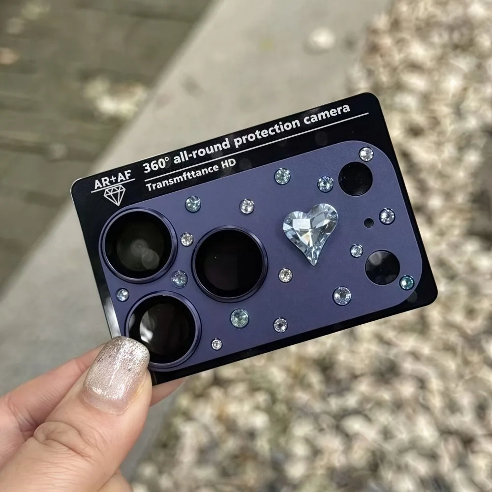Diamond 3D Heart Camera Lens Protector – iPhone 17 Pro Max Camera Lens Protector Nixie for 17 Pro E