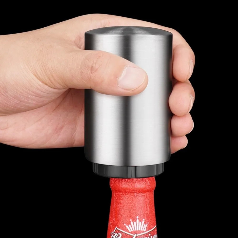Stainless Steel Push-Down Beer & Soda Bottle Cap Opener