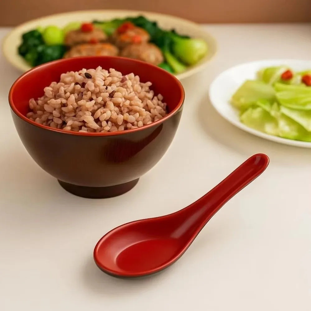 Bicolor Plastic Soup Spoons – Heat-Resistant Long Handle Kitchen Soup Spoon Nixie