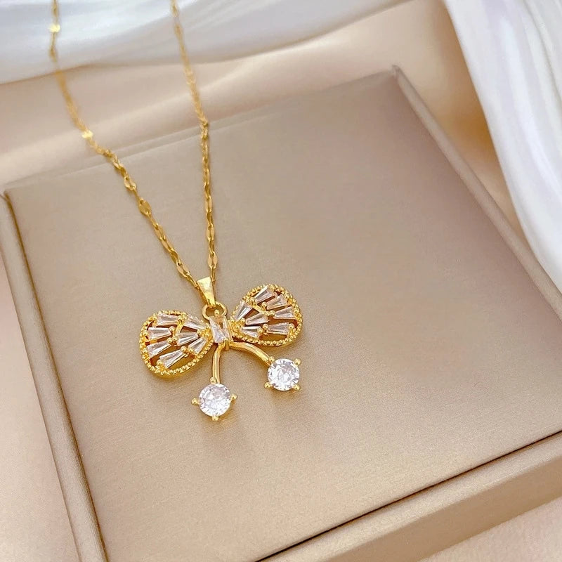 Butterfly Knot Pendant Necklace – Gold Stainless Steel Chain Pendant Necklace Nixie