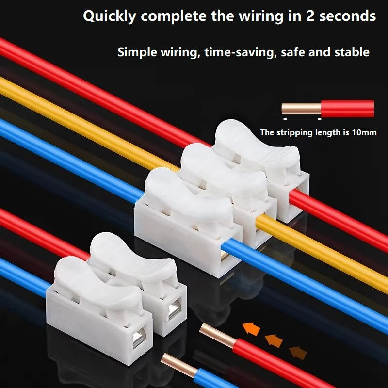 50Pcs Quick Wire Connectors Spring Clamp Screwless Terminal Block