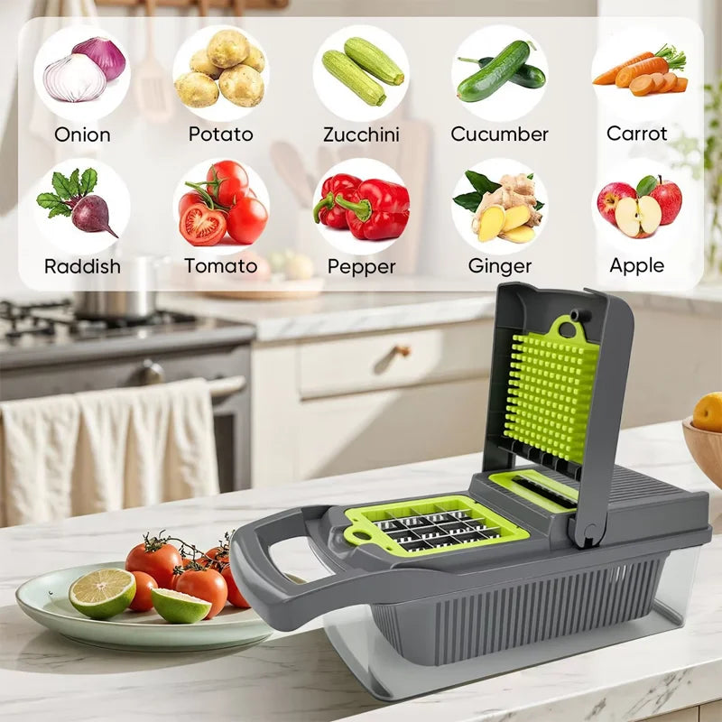 16-Piece Vegetable Chopper Slicer Dicer & Grater Kitchen Set Vegetable Chopper Set Nixie
