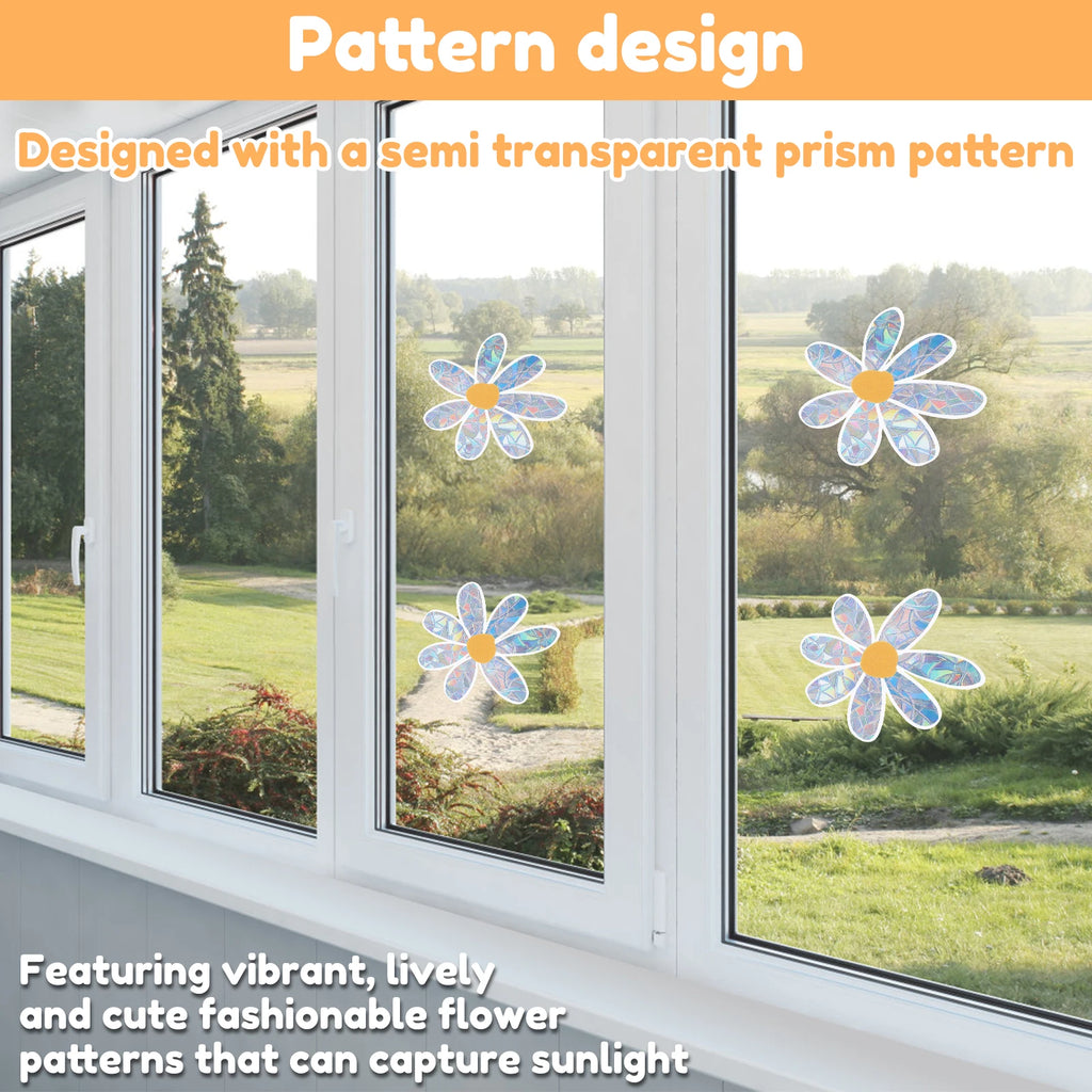 4Pcs Daisy Suncatcher Window Stickers – Reusable Static Cling