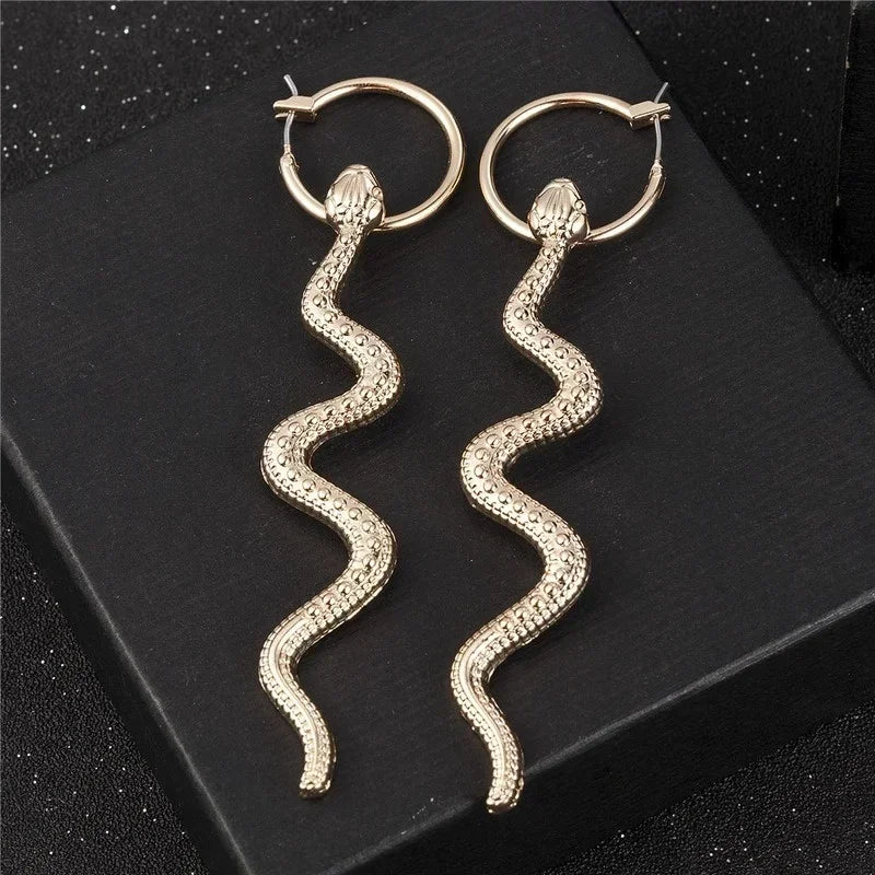 Vintage Snake Dangle Stud Earrings – Zinc Alloy Animal Style Dangle Stud Earrings Nixie