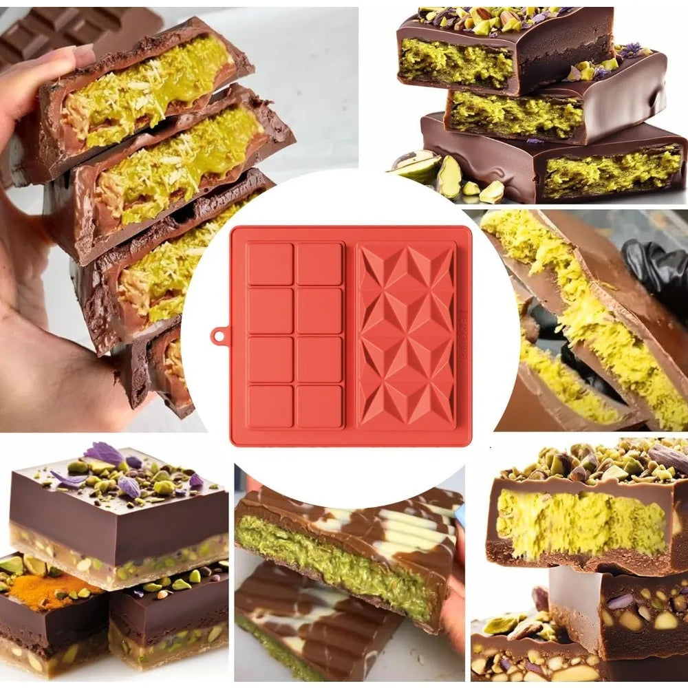 Dubai Chocolate Bar Silicone Mold – Large Pistachio Filling Mold Silicone Chocolate Mold Nixie