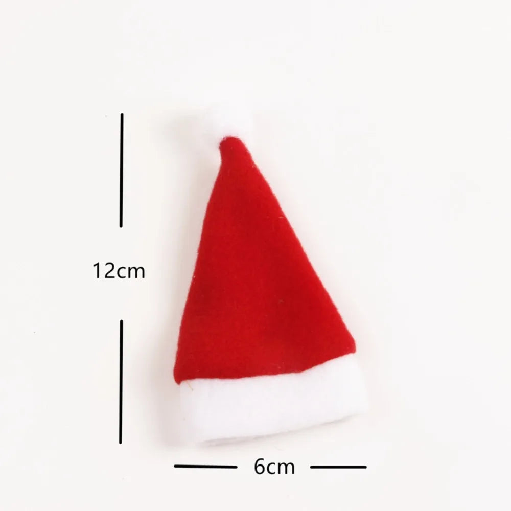 Mini Christmas Santa Hat Toppers for Bottles, Cups & Cutlery Christmas Decoration Nixie For Wine Bottle 3.5x6cm