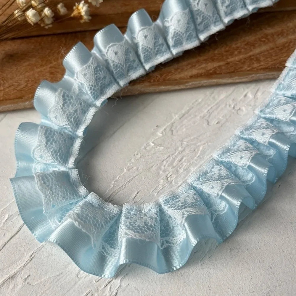 3m Pleated Ruffle Lace Ribbon Trim – Polyester Sewing Trim