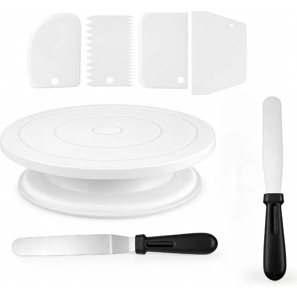 7-Piece Cake Decorating Kit with Turntable & Tools