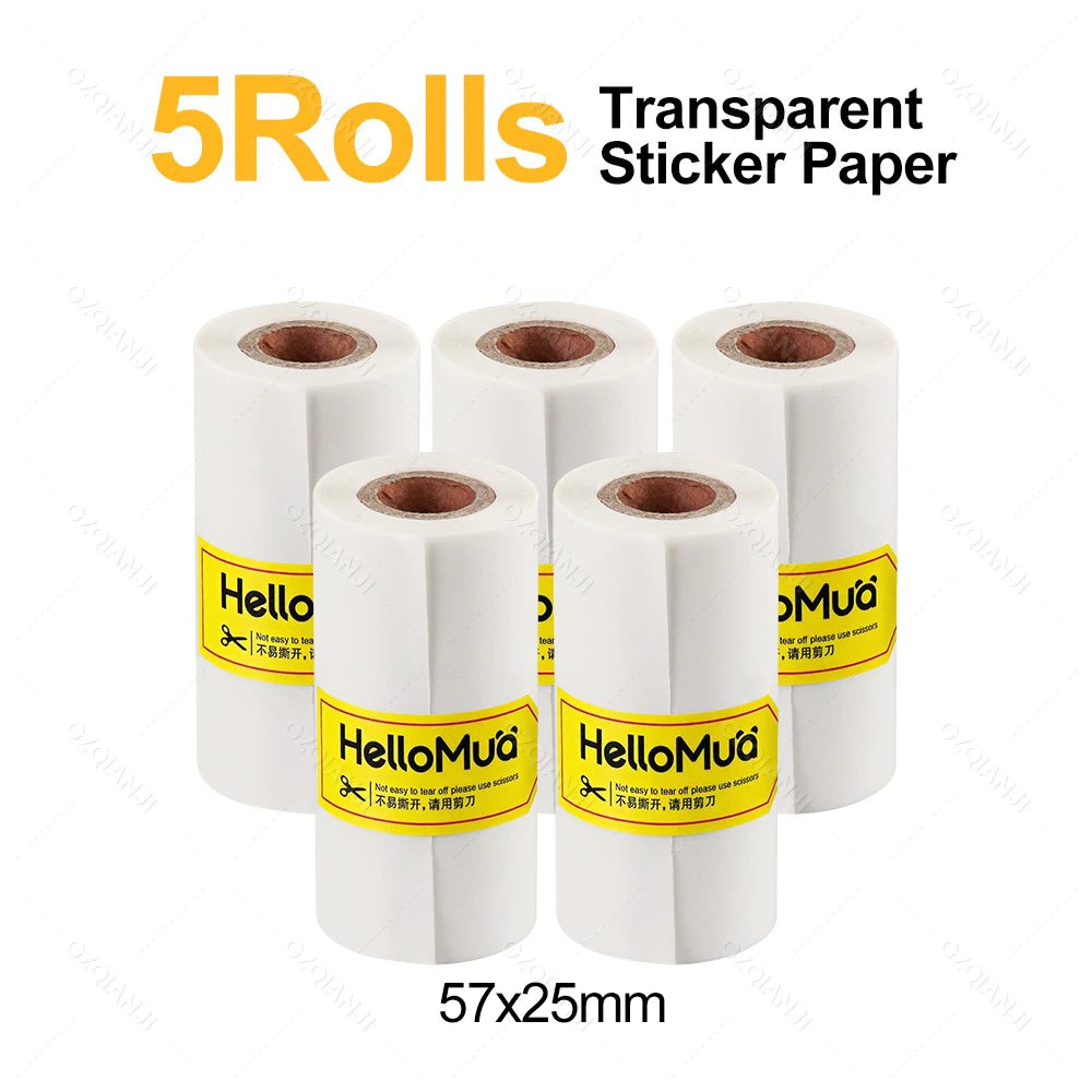 Transparent Thermal Label Paper Rolls for 57/58mm Mini Printers
